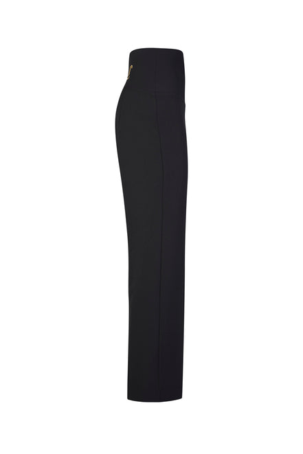 Panta Torino crepe cady nero con baschina