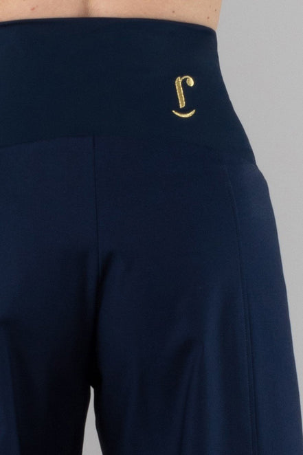 Panta Capri cotone blu con baschina
