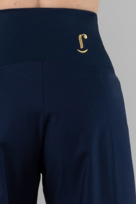 Panta Capri cotone blu con baschina