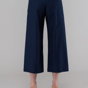 Panta Capri cotone blu con baschina