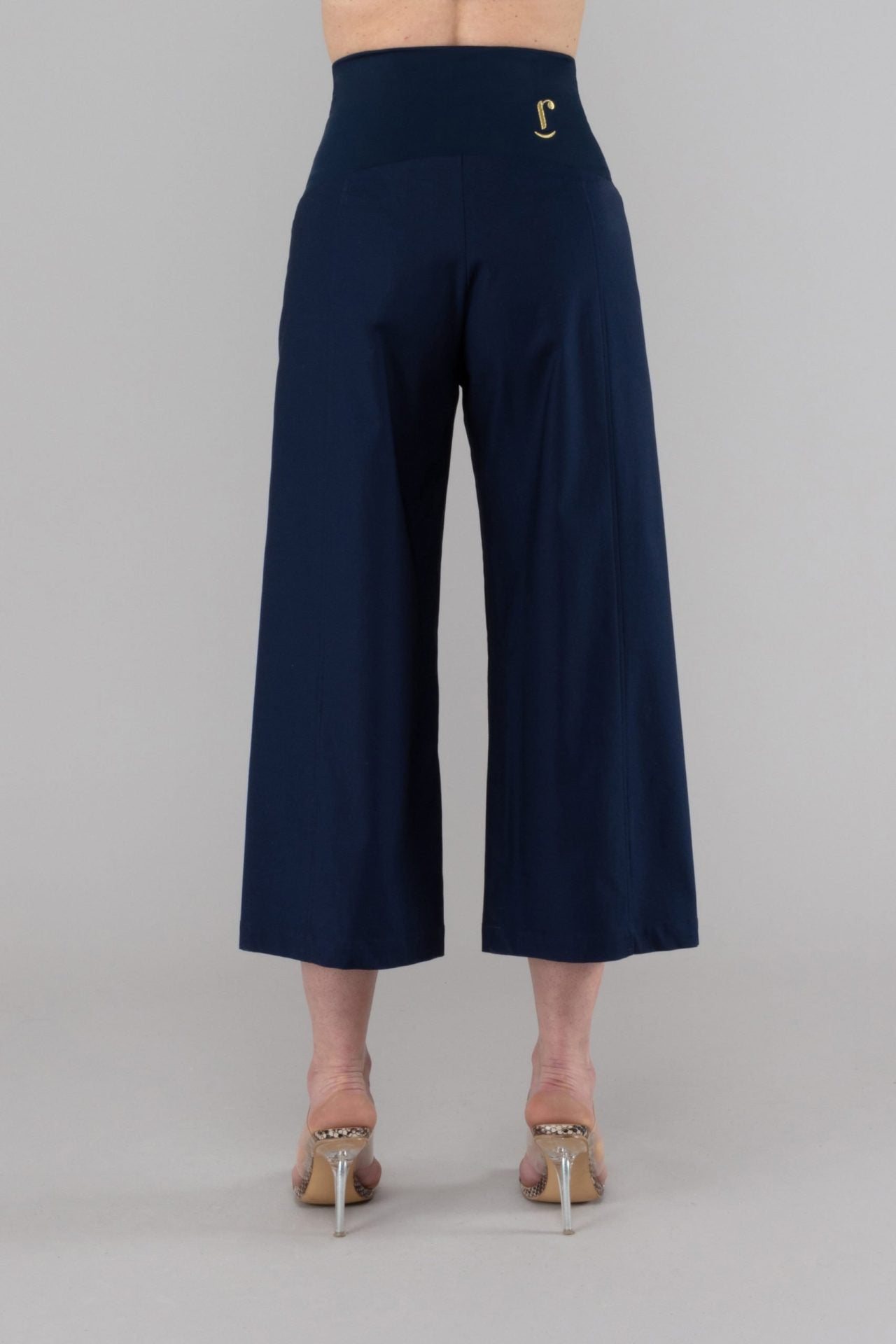Panta Capri cotone blu con baschina