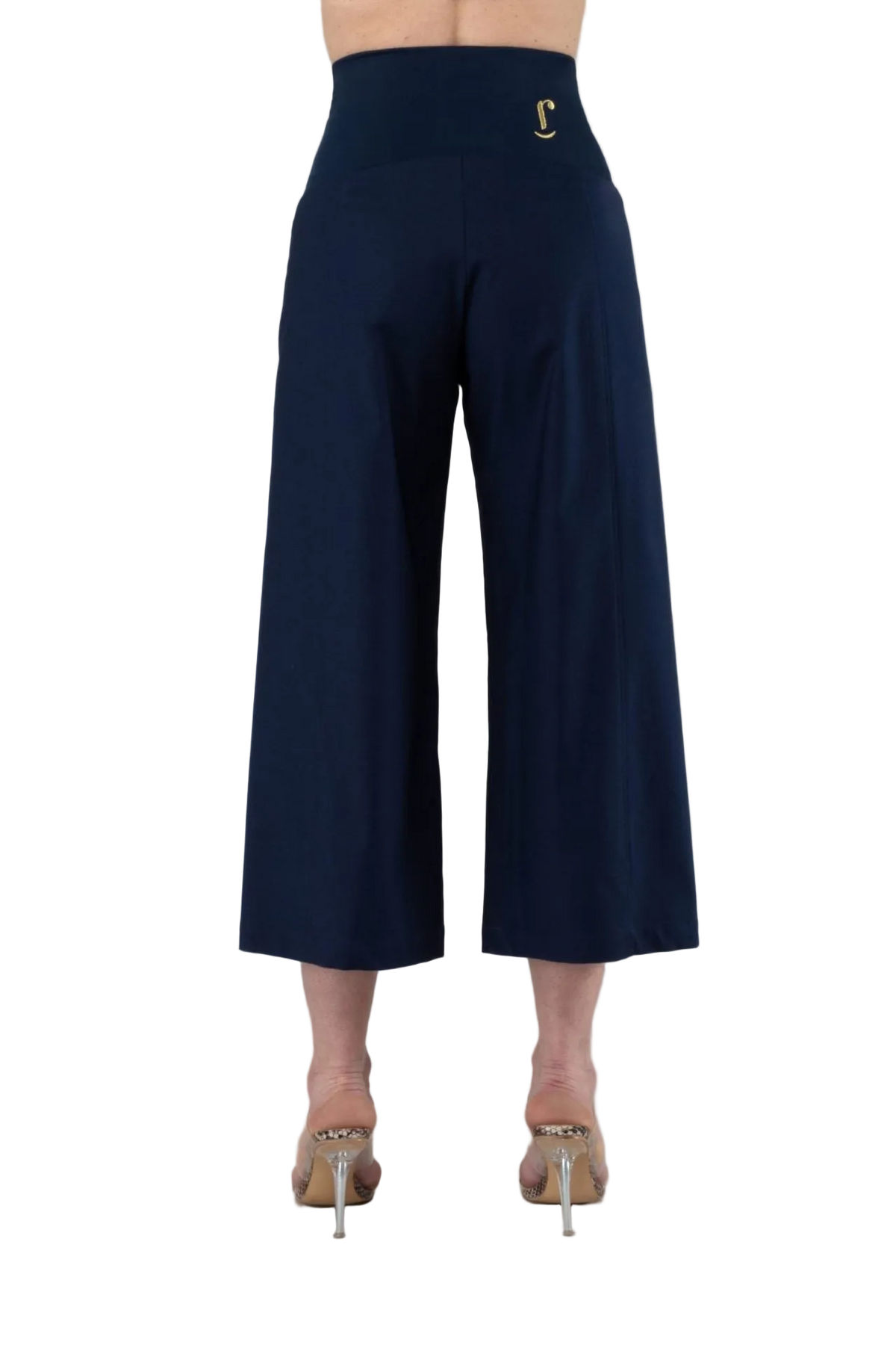 Panta Capri cotone blu con baschina