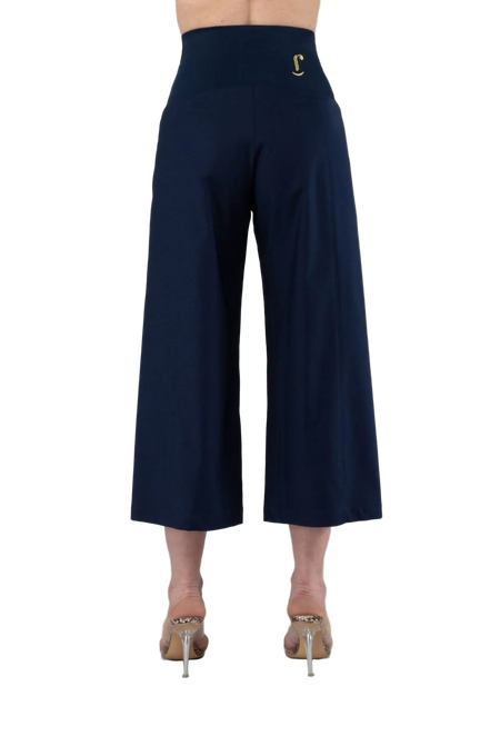 Panta Capri cotone blu con baschina