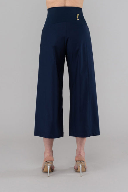 Panta Capri cotone blu con baschina