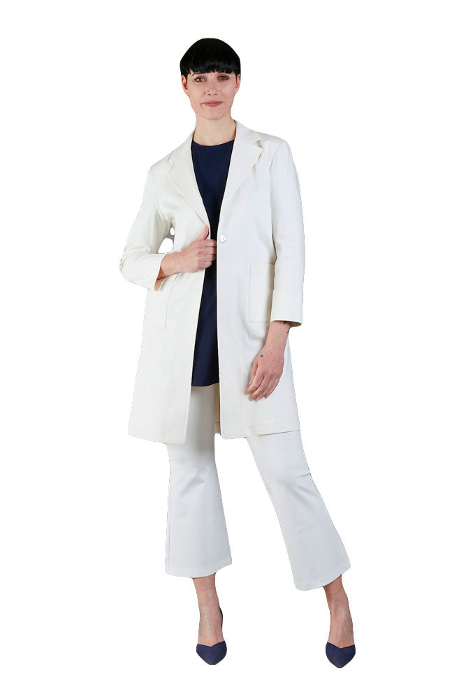 Procida Long Jacket in White Denim