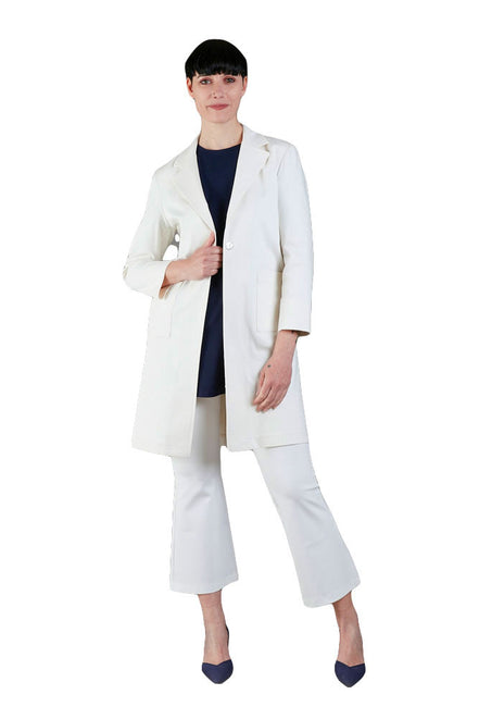 Procida Long Jacket in White Denim