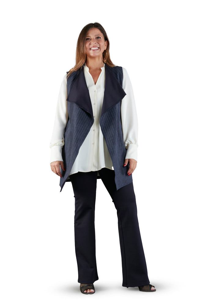 Gilet Barcelona gessato blu delavè
