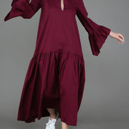 Saint Tropez Dress in Wine Cotton