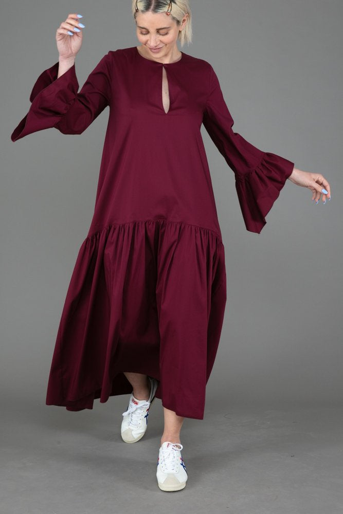 Saint Tropez Dress in Wine Cotton