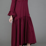 Saint Tropez Dress in Wine Cotton
