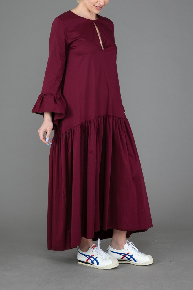 Saint Tropez Dress in Wine Cotton