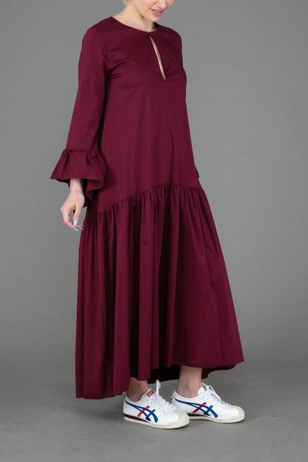 Saint Tropez Dress in Wine Cotton