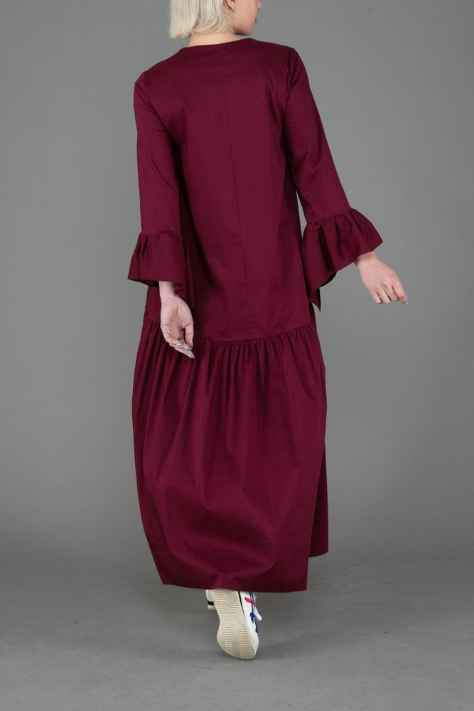 Saint Tropez Dress in Wine Cotton