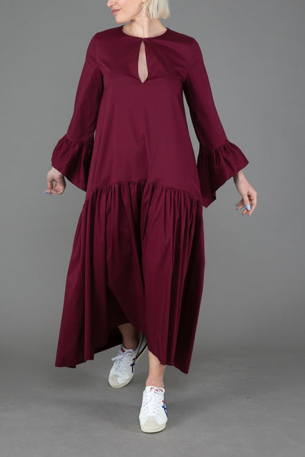 Saint Tropez Dress in Wine Cotton