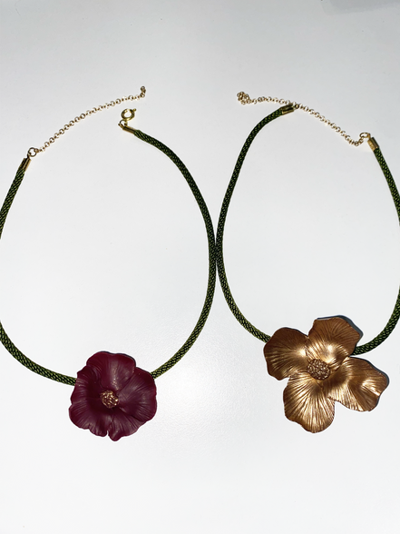 Sboccia choker bocciolo bordeaux/oro