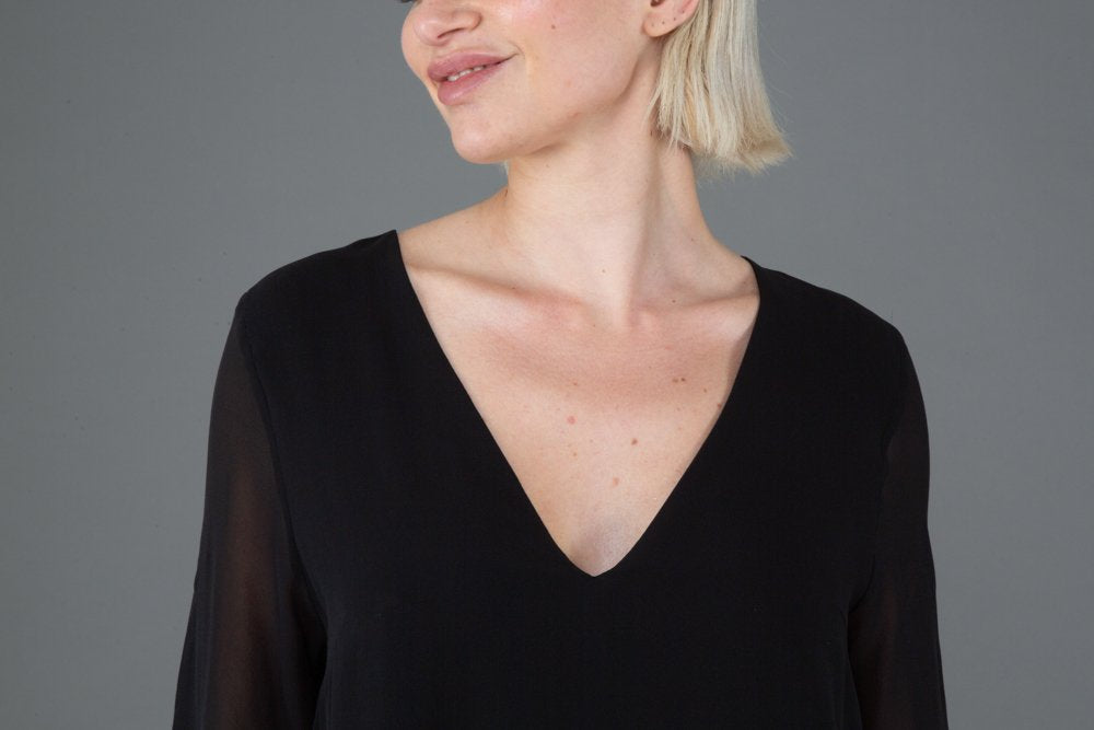 Rodi Dress in Black Georgette