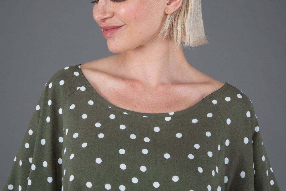 Top Salina Pois Bianchi su Verde