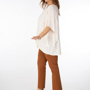 Audrey Trousers in Tan Cotton with Baschina Waistband