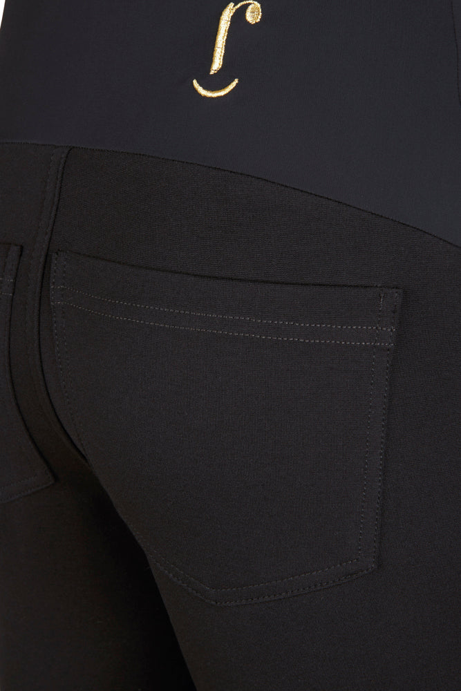 Jeans sigaretta punto milano nero con baschina