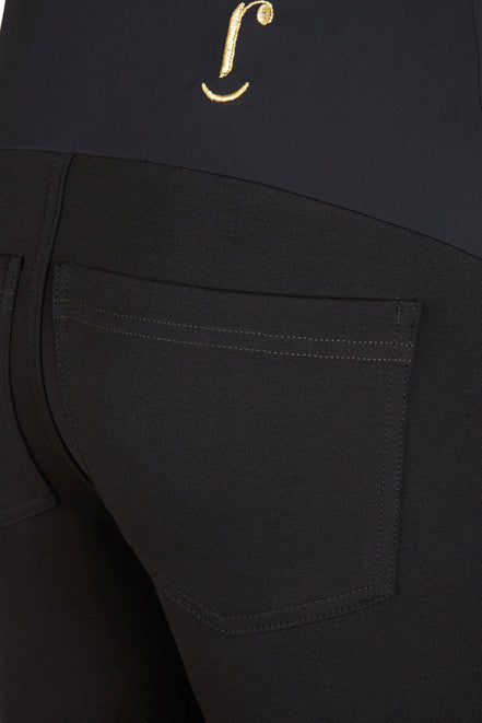 Jeans sigaretta punto milano nero con baschina