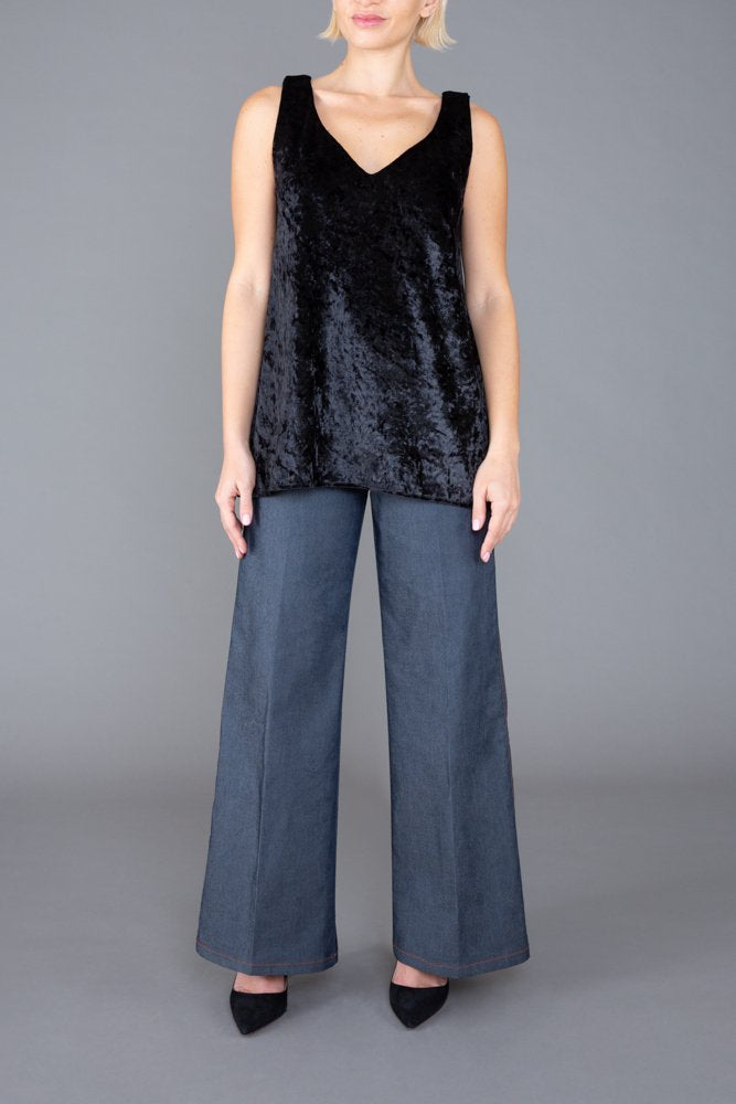 Paros Top in Black Velvet