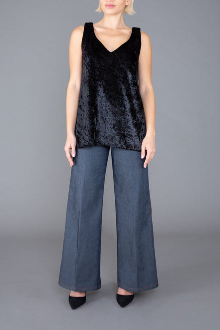 Paros Top in Black Velvet