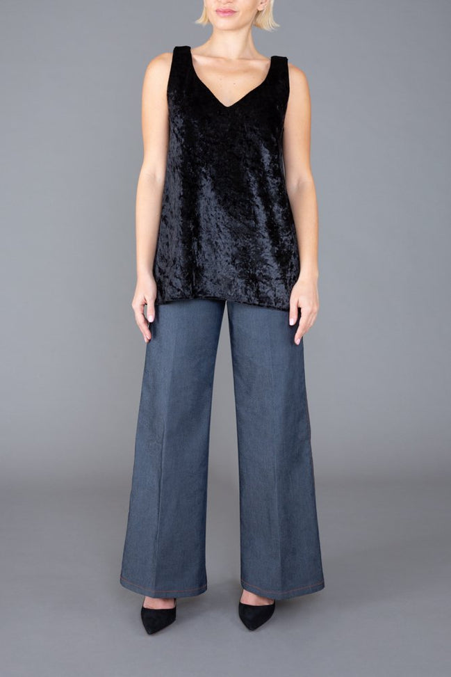 Paros Top in Black Velvet