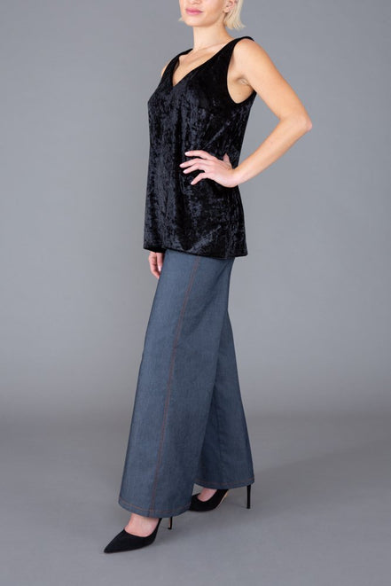 Paros Top in Black Velvet