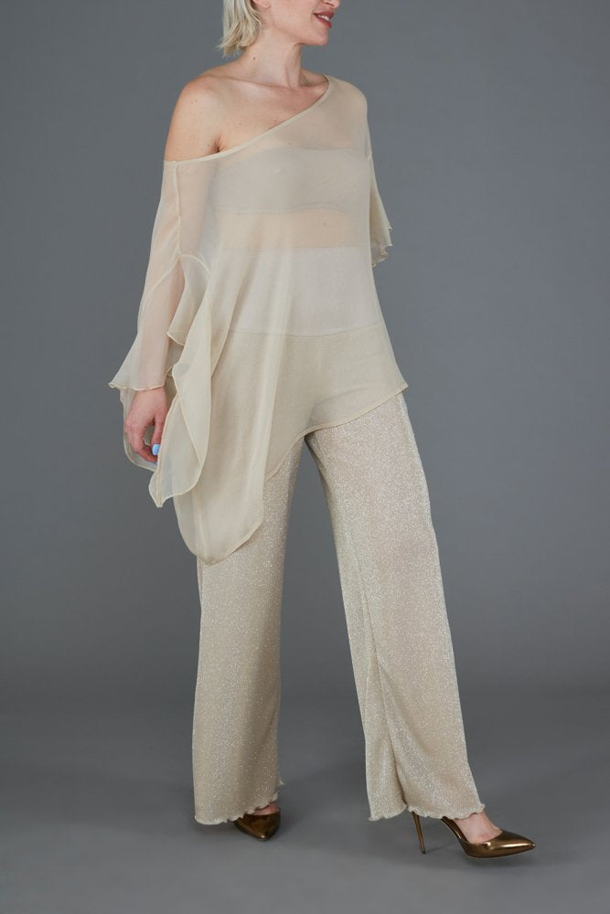 Capri Top in Beige Silk Chiffon