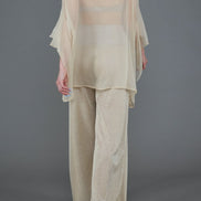 Capri Top in Beige Silk Chiffon