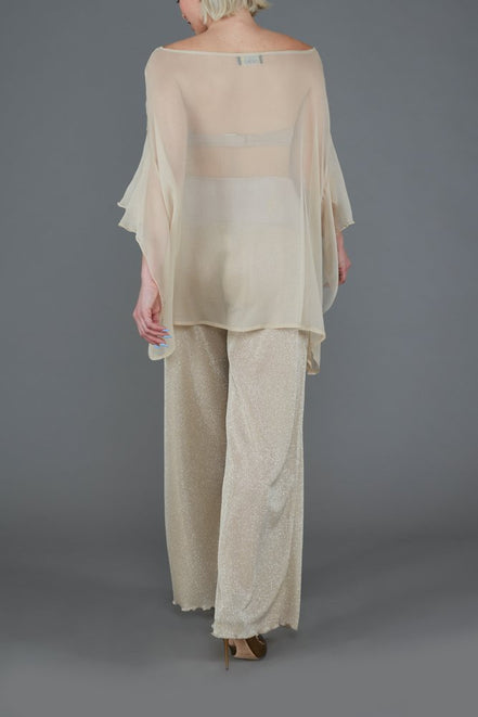 Capri Top in Beige Silk Chiffon