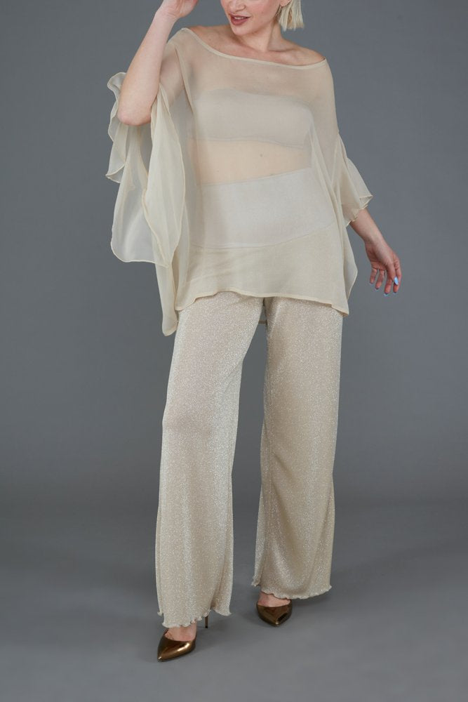 Capri Top in Beige Silk Chiffon