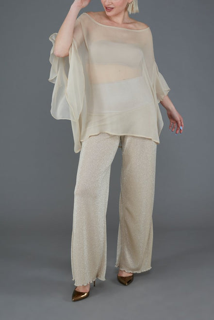 Capri Top in Beige Silk Chiffon