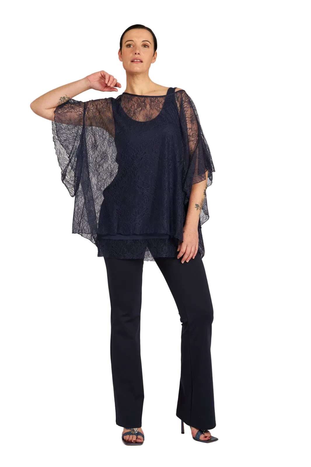 Top Capri pizzo blu