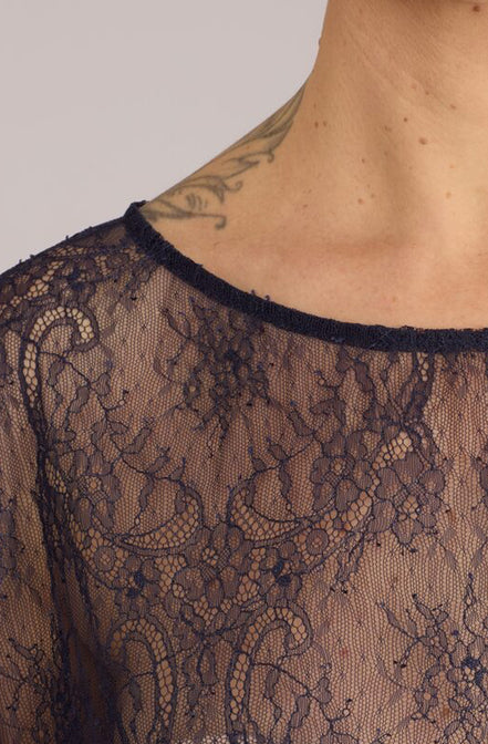 Top Capri pizzo blu