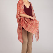 Look Kimono fantasia rosa e arancio