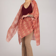 Look Kimono fantasia rosa e arancio