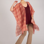 Look Kimono fantasia rosa e arancio
