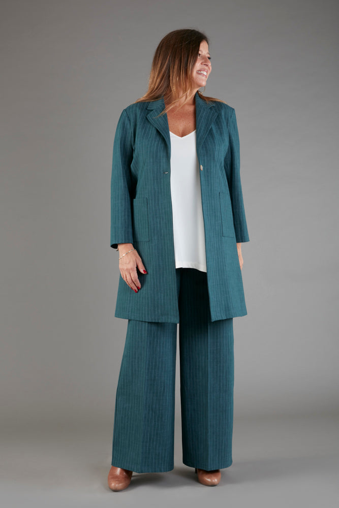 Procida Jacket in Green Pinstripe