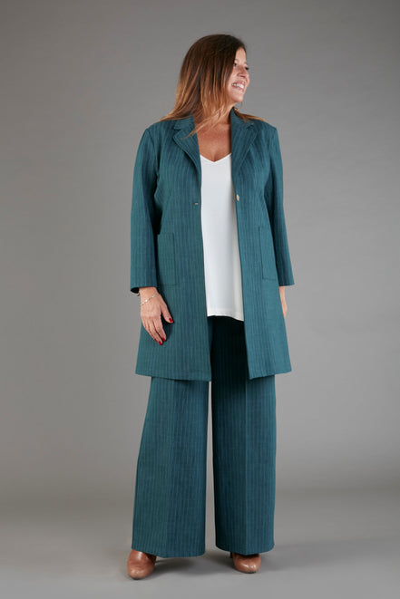 Procida Jacket in Green Pinstripe