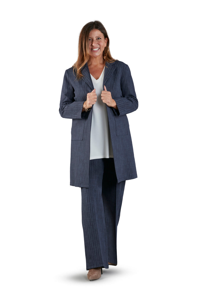 Procida Jacket in Washed Blue Pinstripe
