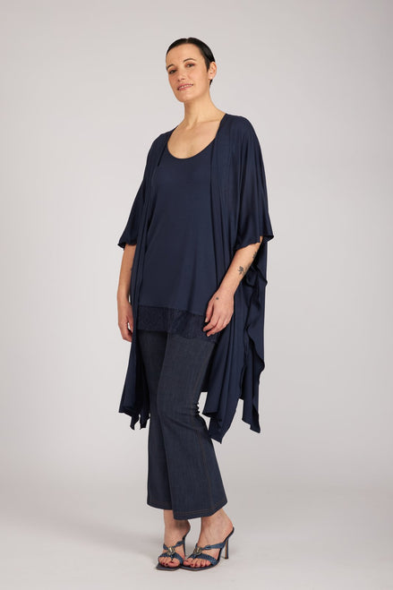 Top Lisa blu con pizzo