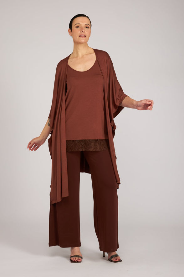 Top Lisa cioccolato con pizzo