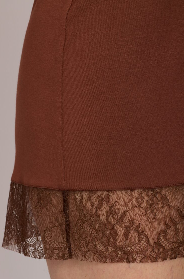Top Lisa cioccolato con pizzo
