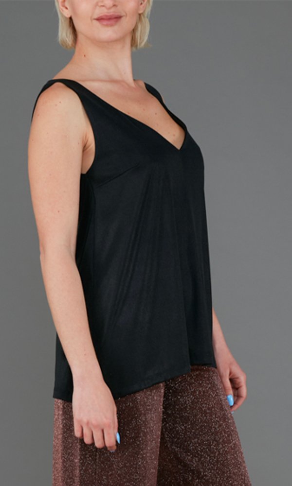 Top Paros Jersey lurex nero