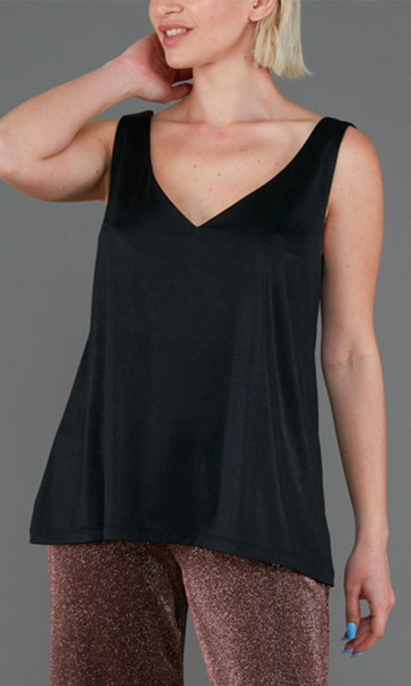 Top Paros Jersey lurex nero