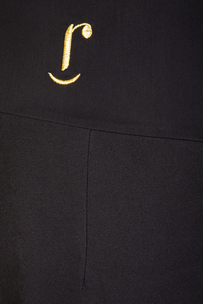 Panta Torino crepe cady nero con baschina