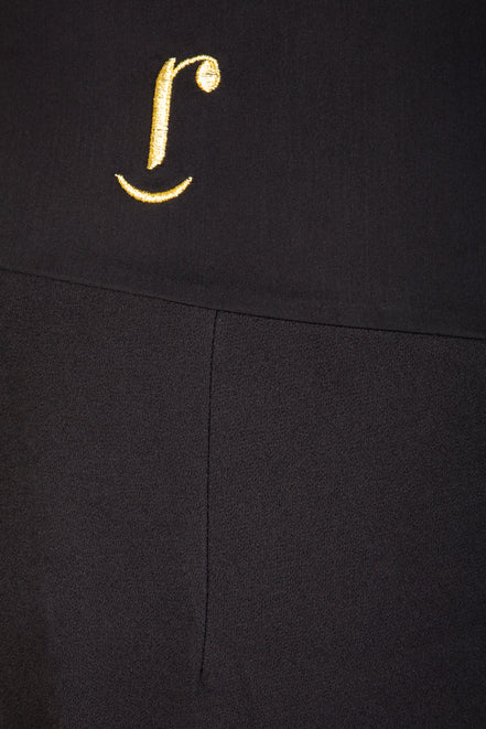 Panta Torino crepe cady nero con baschina