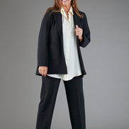 Panta Torino crepe cady nero con baschina